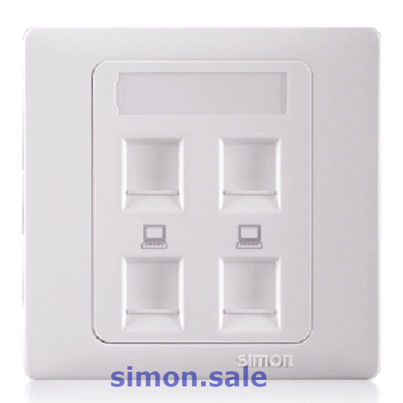 Bộ 4 ổ cắm dữ liệu vuông chuẩn RJ45 và Cat.5e Simon Series 50 55248S