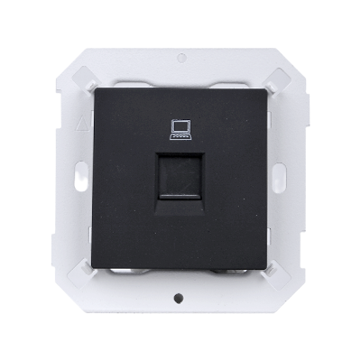 Ổ cắm dữ liệu mạng đơn chuẩn Cat.5 đế vuông màu đen Simon V8 80591-26