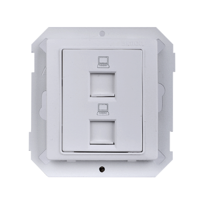 Ổ cắm dữ liệu mạng đôi chuẩn RJ45 đế vuông màu trắng Simon V8 80593