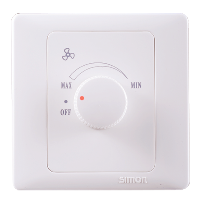 Bộ chiết áp quạt mặt đế vuông công suất 200W màu trắng Simon 45E201