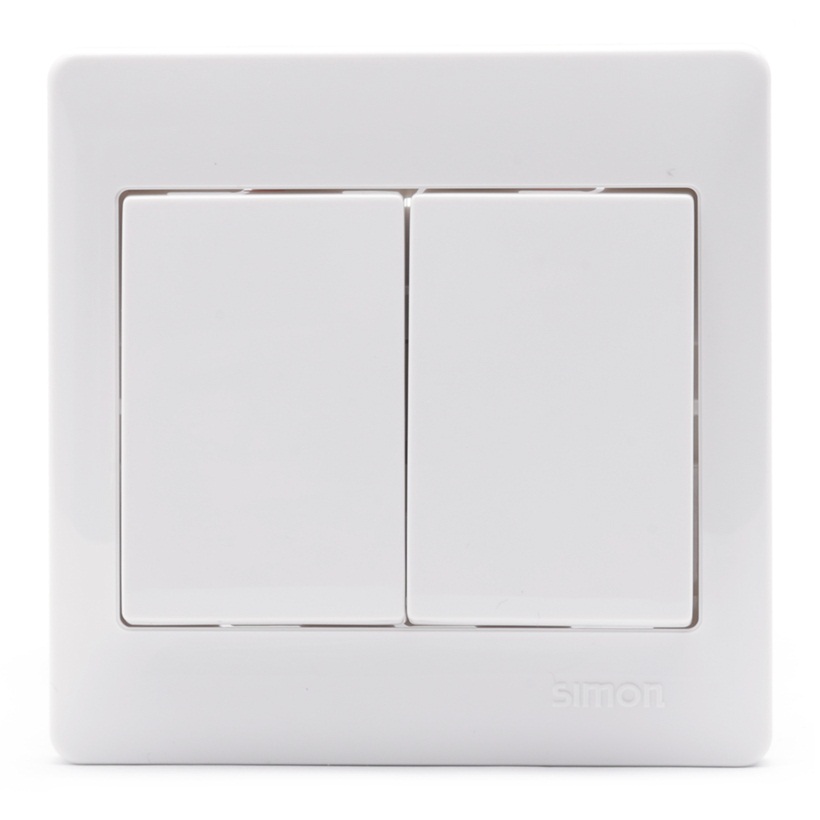 Bộ công tắc đôi chuẩn vuông một chiều màu trắng Simon Series 50 51021B