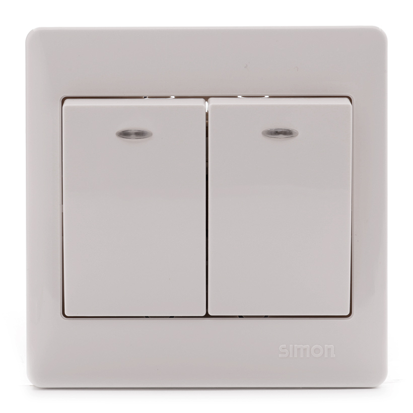 Bộ công tắc đôi chuẩn vuông 2 chiều có đèn LED Simon Series 50 51022BD