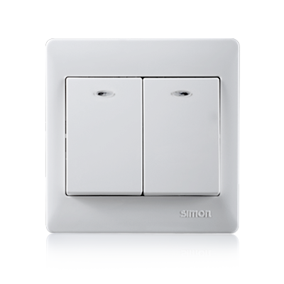 Công tắc nút nhấn đôi vuông có đèn LED Simon Series 50 51023BF
