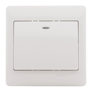 Bộ công tắc đơn 2 chiều 2 cực có đèn LED đỏ màu trắng Simon S50 52024B