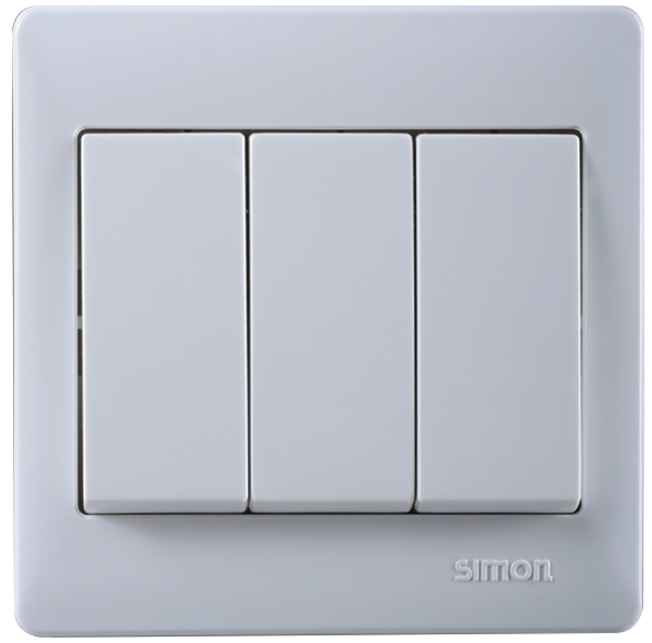 Bộ công tắc ba chuẩn vuông một chiều màu trắng Simon Series 50 51031B
