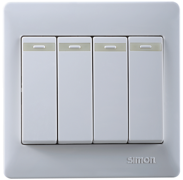Bộ công tắc bốn vuông 1 chiều có phản quang Simon Series 50 51041BTY