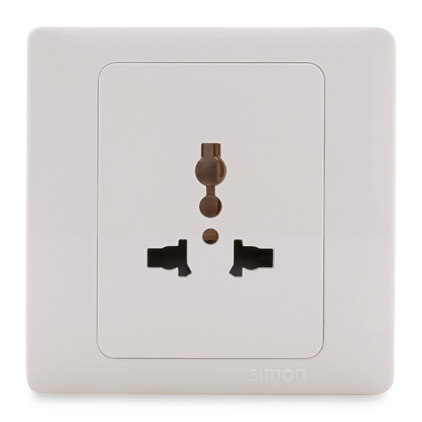 Ổ cắm 3 chấu đa tiêu chuẩn mặt vuông màu trắng Simon Series 50 51089