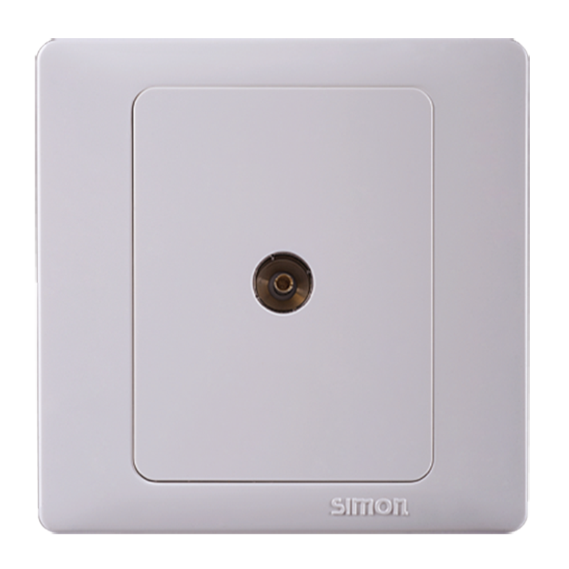 Ổ cắm Tivi vuông kết nối trực tiếp đầu chuẩn F màu trắng Simon 55111
