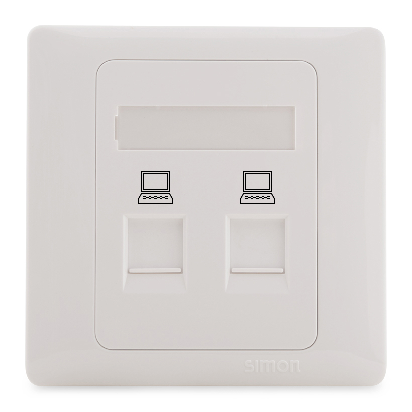 Bộ ổ cắm dữ liệu vuông chuẩn RJ45 Cat.5e trắng Simon Series 50 55228S