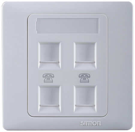 Ổ cắm điện thoại đôi vuông chuẩn RJ11 màu trắng Simon Series 50 55224