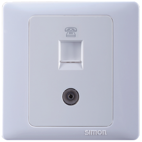Bộ ổ cắm điện thoại chuẩn RJ11 và Ổ cắm TV thường Simon 50 55301