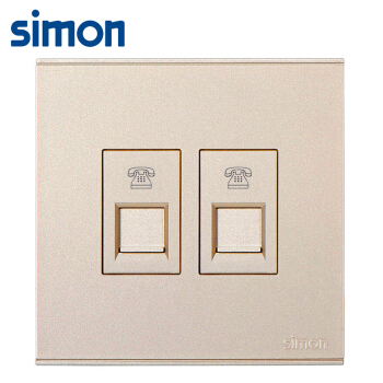 Ổ cắm điện thoại đôi chuẩn RJ11 vuông màu champagne Simon E6 725224-46