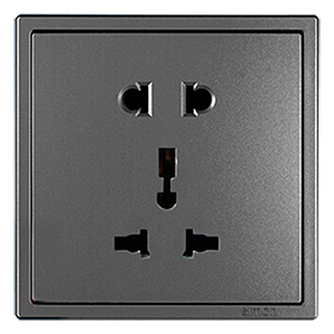 Ổ cắm 3 chấu đa tiêu chuẩn và ổ cắm 2 chấu màu ghi xám Simon 701080-61
