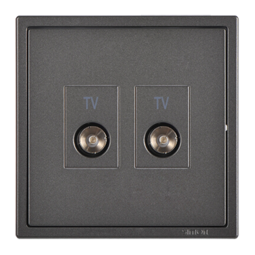 Ổ cắm TV đôi chuẩn đế vuông cao cấp màu ghi xám Simon i7 705119-61