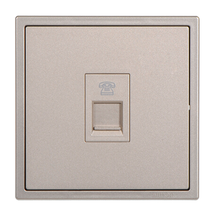 Ổ cắm điện thoại đơn chuẩn đế vuông màu champange Simon i7 705214-46