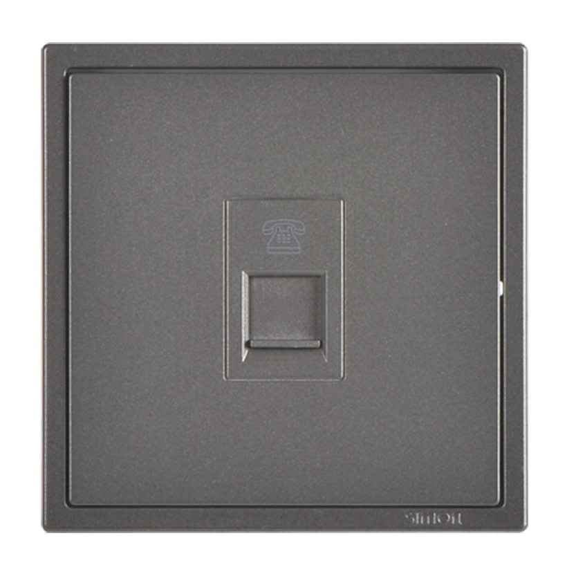 Ổ cắm điện thoại đơn chuẩn đế vuông màu ghi xám Simon i7 705214-61