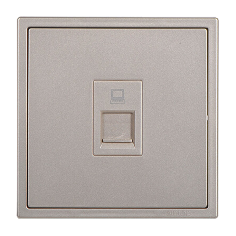 Ổ cắm dữ liệu mạng đơn Cat.5e mặt vuông màu champagne Simon i7 705218-46