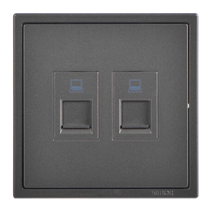 Module Ổ cắm dữ liệu đôi Cat.5e vuông màu ghi xám Simon i7 705228-61