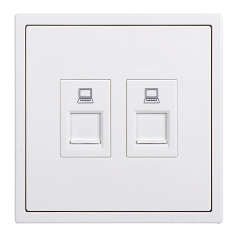 Module Ổ cắm dữ liệu đôi Cat.5e chuẩn vuông màu trắng Simon i7 705228