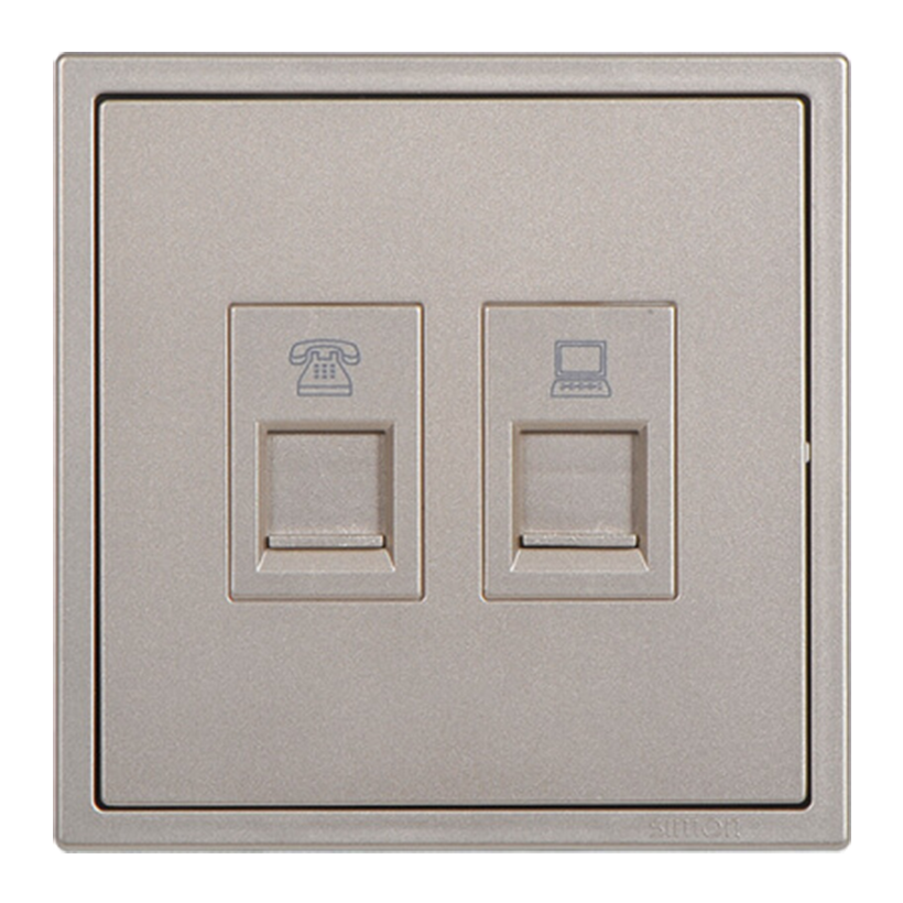 Ổ cắm điện thoại và dữ liệu Cat.5e vuông màu champange Simon i7 705229-46