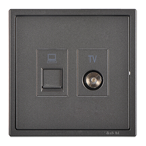 Ổ cắm TV và dữ liệu mạng Cat.5e mặt vuông màu ghi xám Simon i7 705302-61