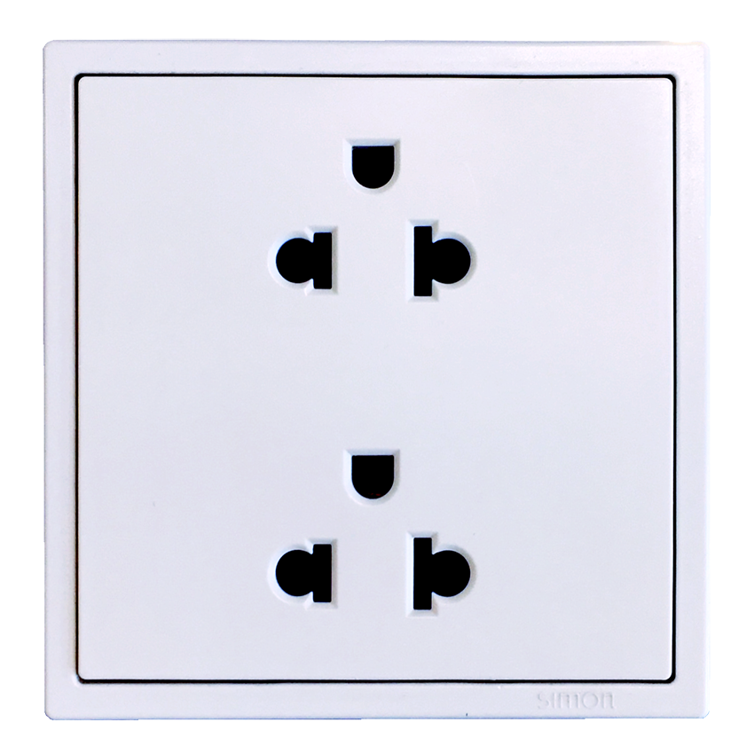 Module Ổ cắm đôi 3 chấu tiêu chuẩn Âu Mỹ 16A màu trắng Simon Series i7 – 711287