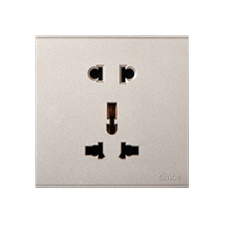 Ổ cắm 3 chấu đa tiêu chuẩn và ổ cắm 2 chấu màu champagne Simon E6 721080-46