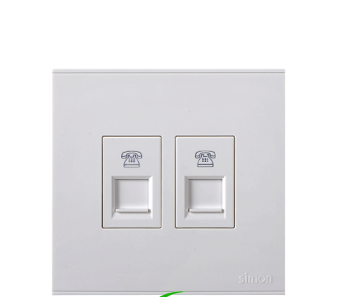 Module Ổ cắm điện thoại đôi chuẩn RJ11 vuông âm tường Simon E6 725224