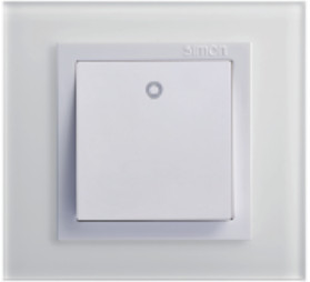 Công tắc đơn 20A vuông 2 cực 1 chiều đèn LED màu trắng Simon V8 80203