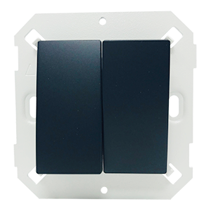 Module nút nhấn đôi chuẩn đế vuông màu đen Simon Series V8 80398F-26