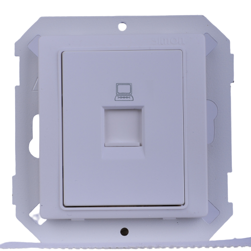 Ổ cắm dữ liệu mạng đơn chuẩn Cat.5 đế vuông màu trắng Simon V8 80591