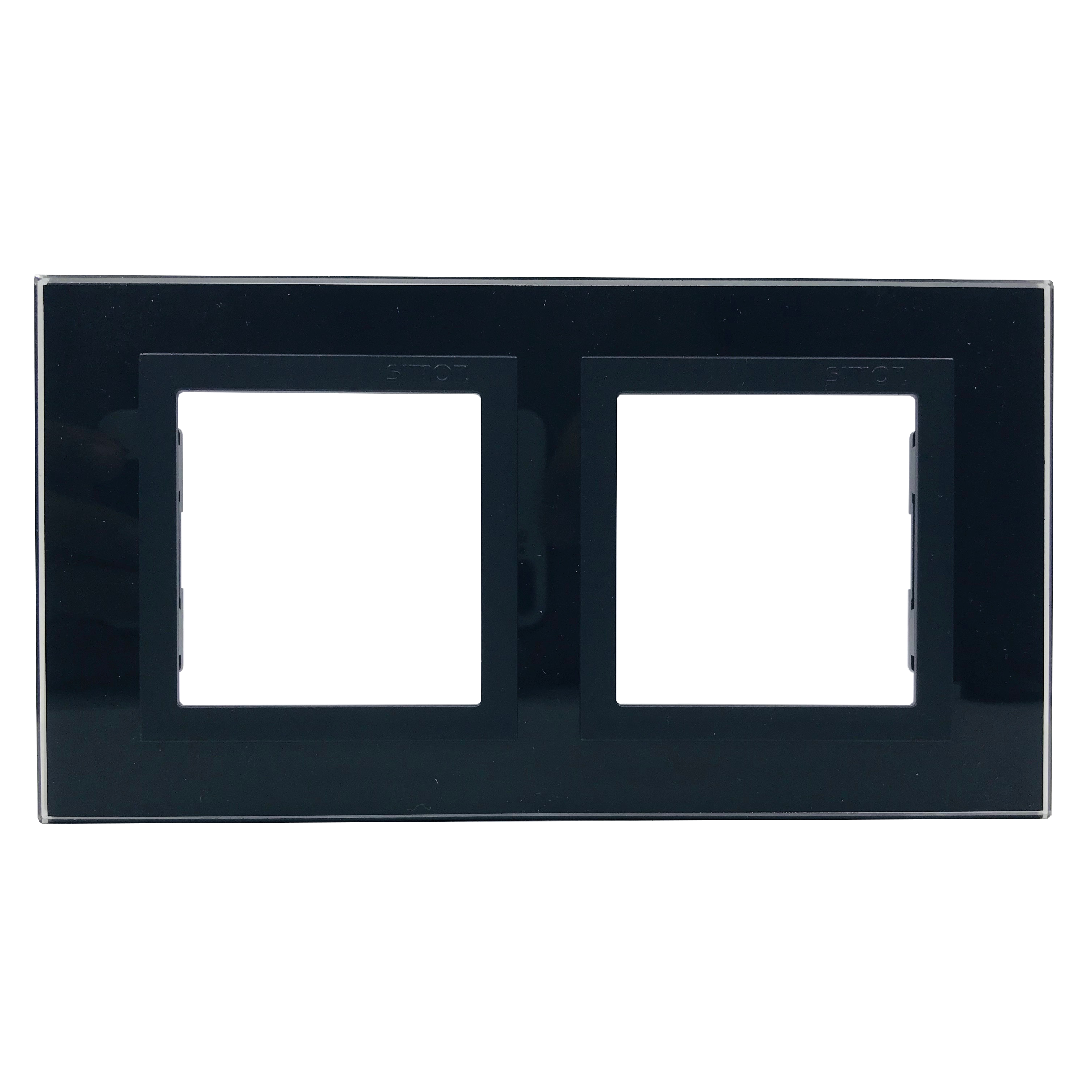 Khung viền đôi cỡ to vuông màu đen dùng cho 2 đế Series V8 80620-63