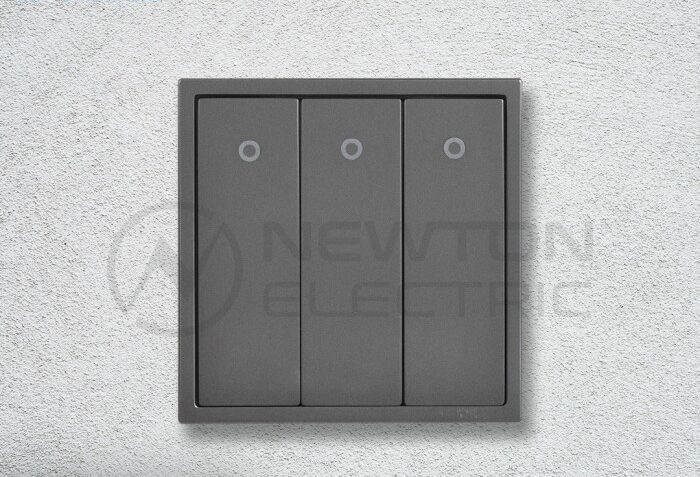 Module Công tắc ba vuông 1 chiều đèn LED màu ghi xám Simon i7 701033-61