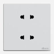 Ổ cắm Simon ổ cắm đôi 2 chấu 16A mặt vuông màu trắng Simon S6 581072