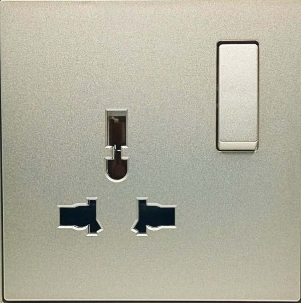 Ổ cắm đa tiêu chuẩn 13A kèm công tắc màu champagne Simon E6 721089-46