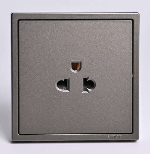 Ổ cắm đơn tiêu chuẩn Âu – Mỹ đế vuông 16A màu ghi xám Simon i7 701087-61
