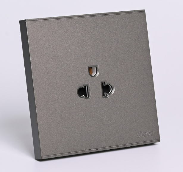 Module Ổ cắm đơn 3 chấu chuẩn Âu Mỹ 16A màu ghi xám Simon E6 721087-61
