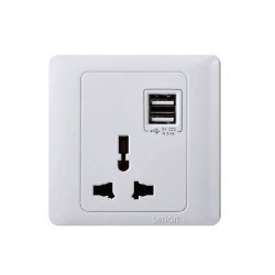 Module Ổ cắm đa tiêu chuẩn 10A và 2 cổng sạc USB mặt vuông Simon 70E725