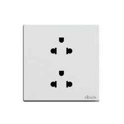 Ổ cắm Simon ổ cắm đôi 3 chấu 16A dùng cho chấu tròn và dẹt Simon S6 581287