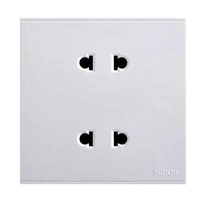 Module Ổ cắm đôi 2 chấu 10A dùng cho chấu tròn và dẹt Simon 721072