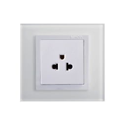 Ổ cắm đôi 3 chấu kiểu Âu Mỹ 16A chuẩn vuông màu trắng Simon V8 80487