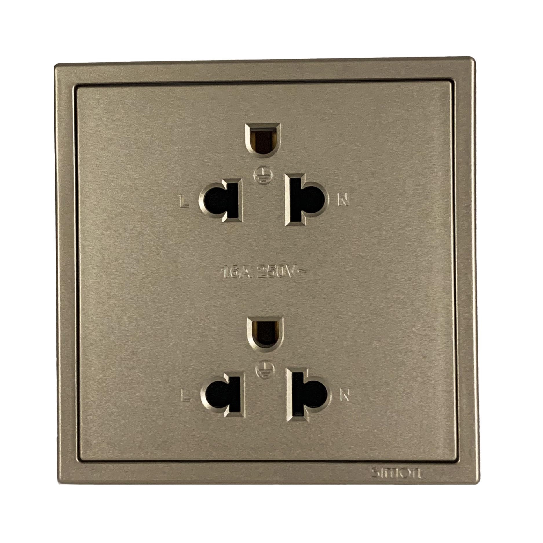 Ổ cắm đôi tiêu chuẩn Âu Mỹ 16A màu champagne Simon Series i7 711287-46