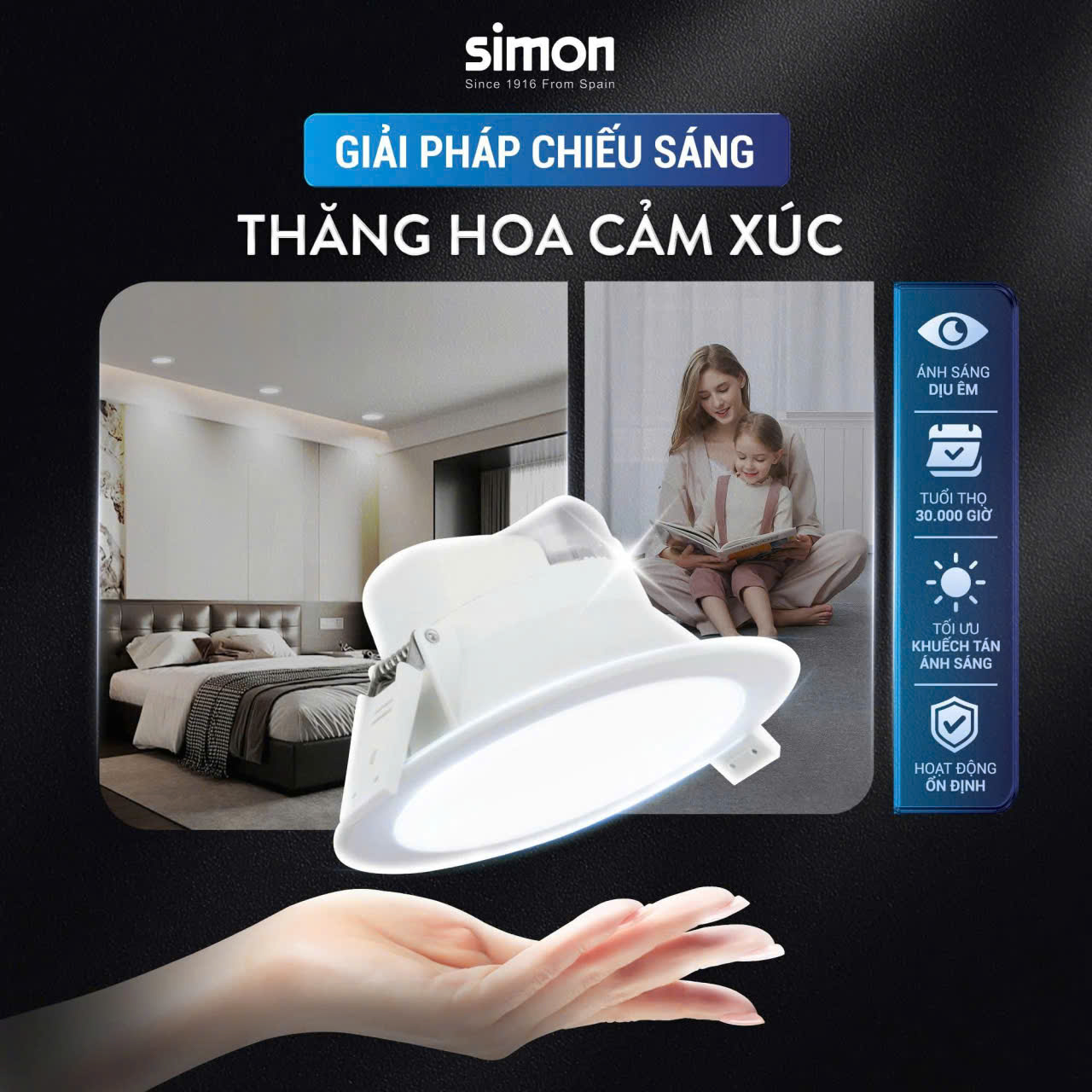 Đèn LED Valor downlight tròn ánh sáng vàng 3000K 17W Simon N03E0-1105.jpg-1